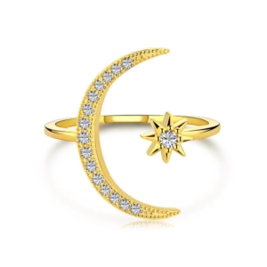 18k gold crescent moon ring