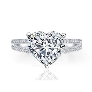 heart affair ring. heart shaped engagement ring, heart diamond ring, heart shape double band ring