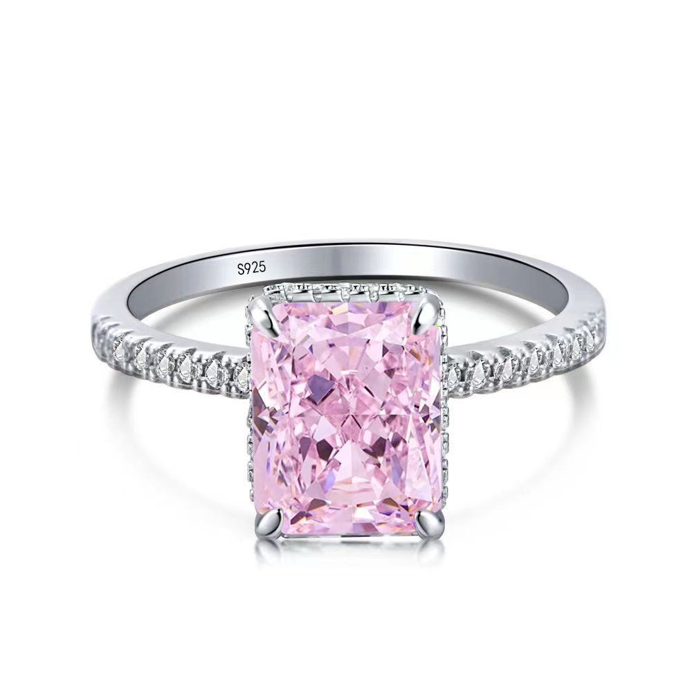 pink radiant cut engagement ring