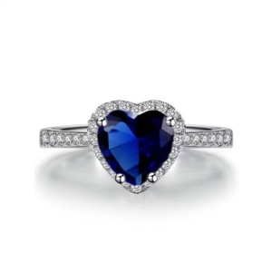 blue heart shape stone ring