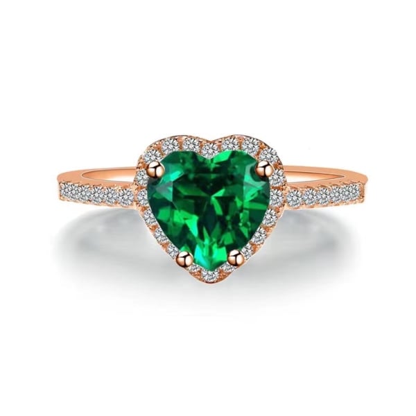 rose gold emerald heart ring