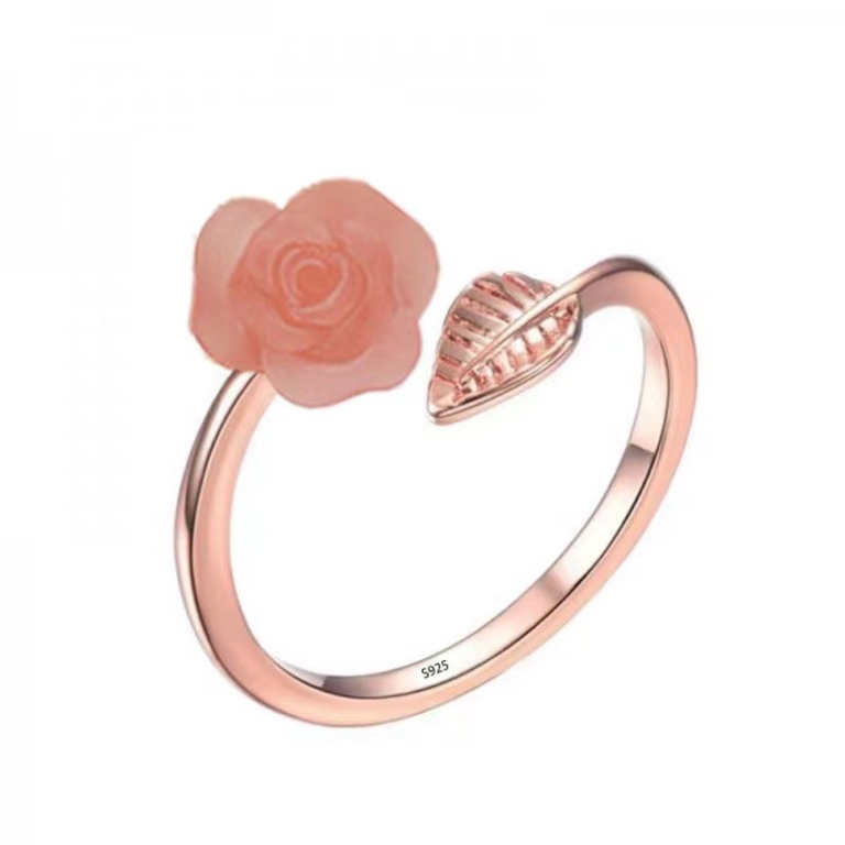 Eternal Rose Adjustable Sterling Silver Ring (Rose Gold)