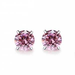 pink stud round earrings