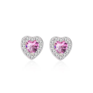 min pink heart earrings