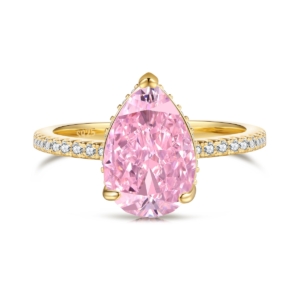pink 18k pear engagement ring