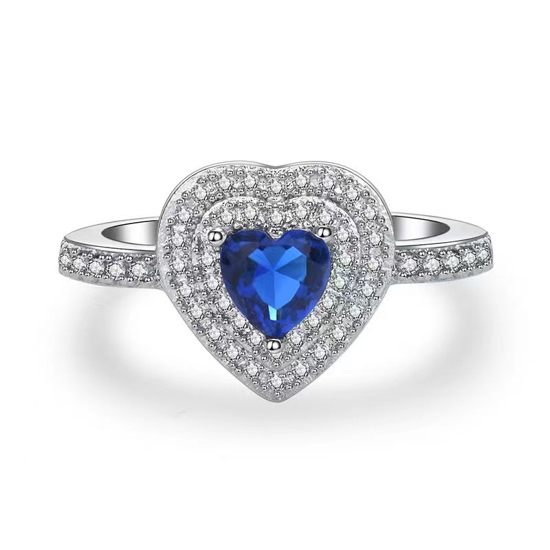 Sapphire Halo Heart Ring