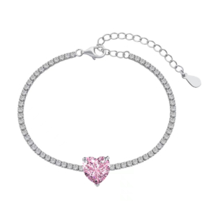 pink love heart tennis bracelet