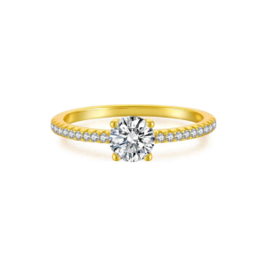 gold round cut engagement ring