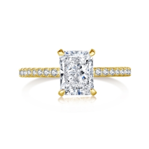 petite radiant cut gold engagement ring