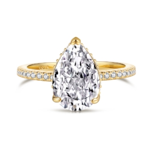 Gold Pear engagement wedding ring