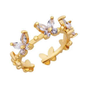 gold adjustable butterfly ring