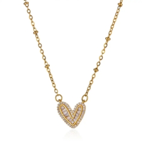 baguette heart necklace