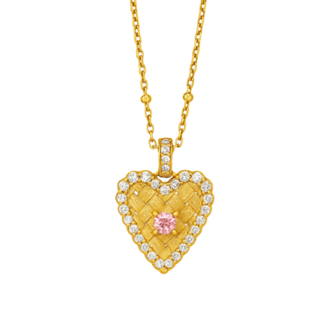 heart quilted necklace