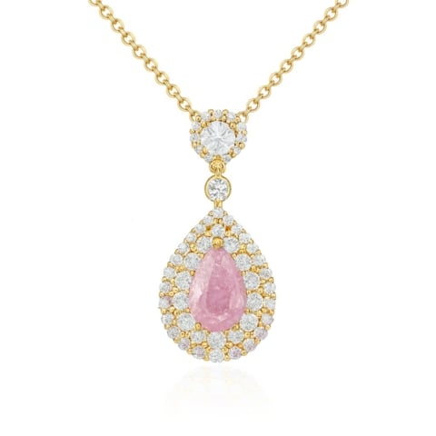 evening fancy druzy pink pear statement necklace