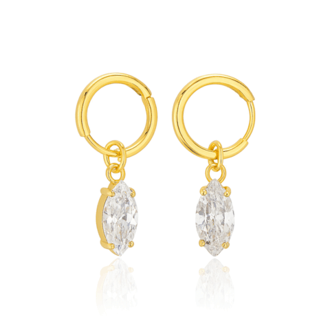 Gold Marquise Huggies