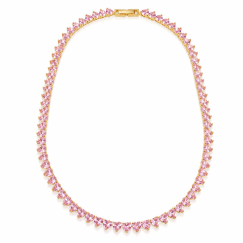 Blush Soufflé Heart Tennis Necklace