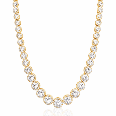 The Champagne Reception Halo Tennis Necklace