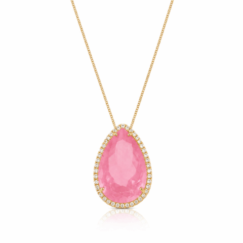 rose pear pendant necklace