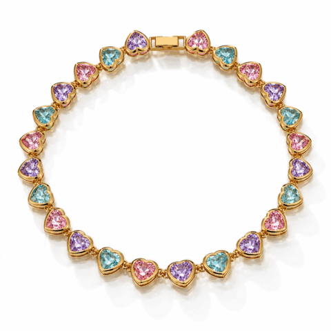 Gelato Pastel Hearts Tennis Necklace